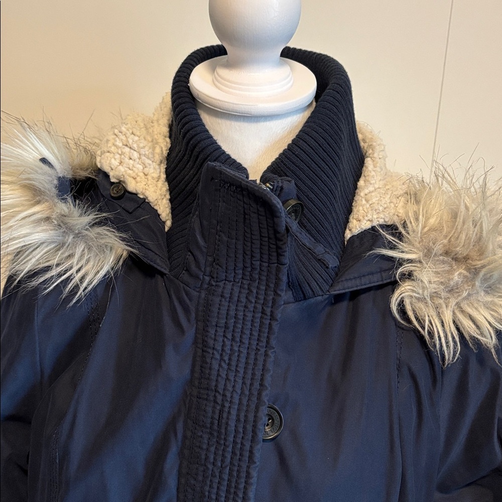 Abercrombie & Fitch Navy Blue Hooded Parka Jacket